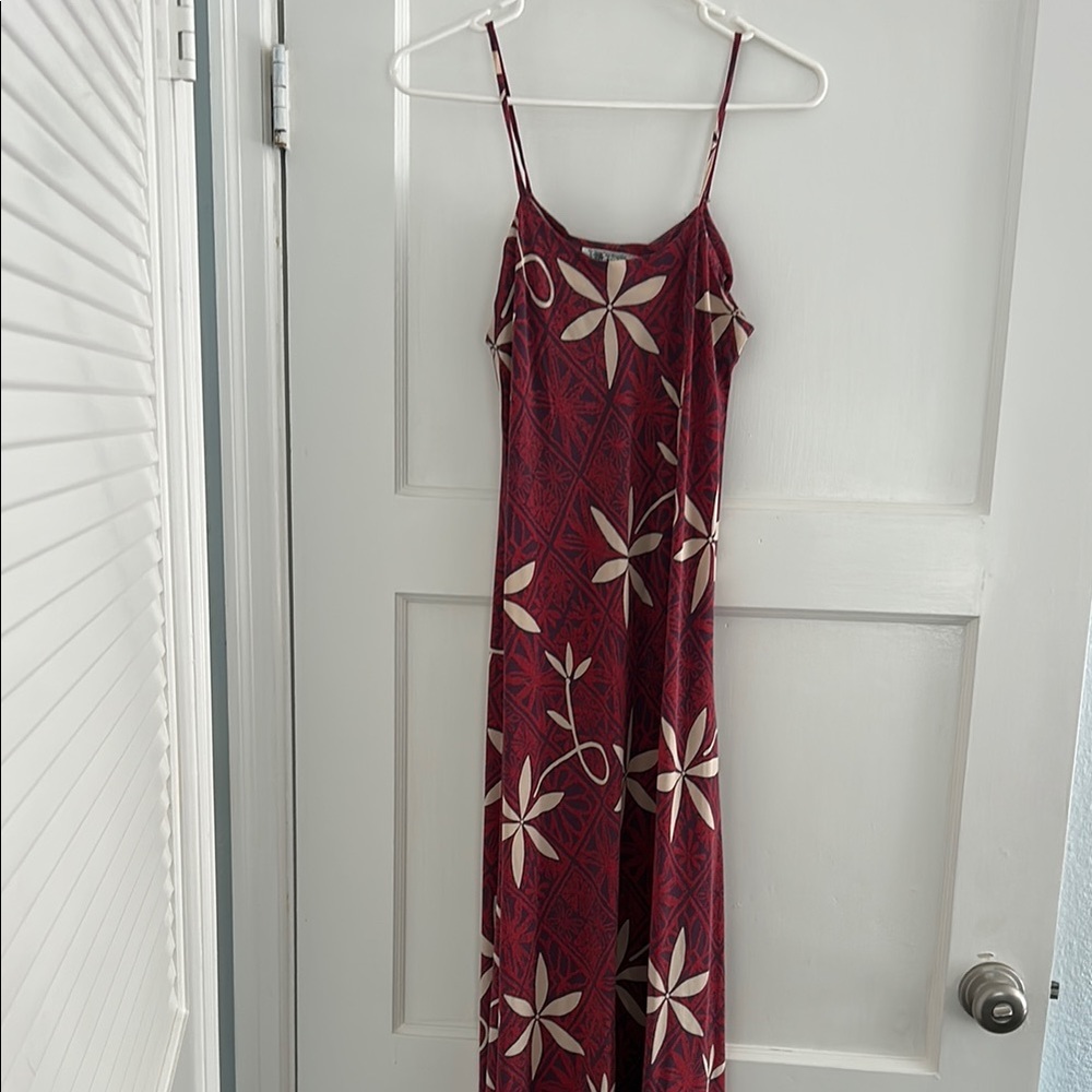 Avanti Red and White Spaghetti Strap Sundress - 100% silk